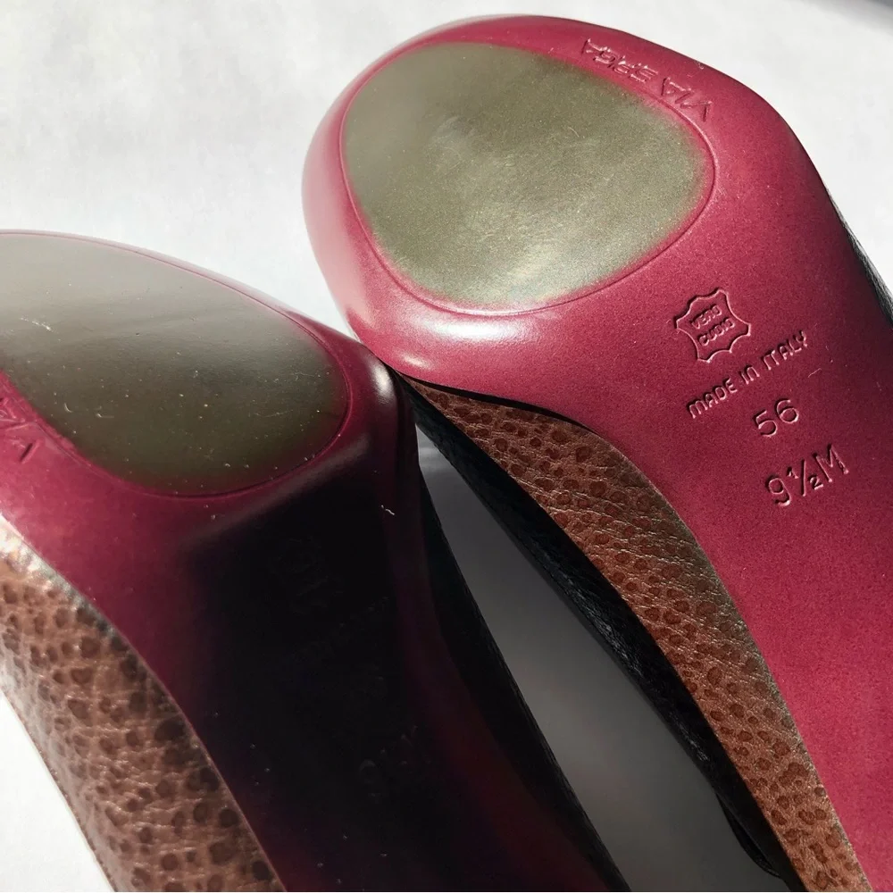 Vintage Via Spiga Made in Italy Leather Mary Jane Pumps Brown 9.5M